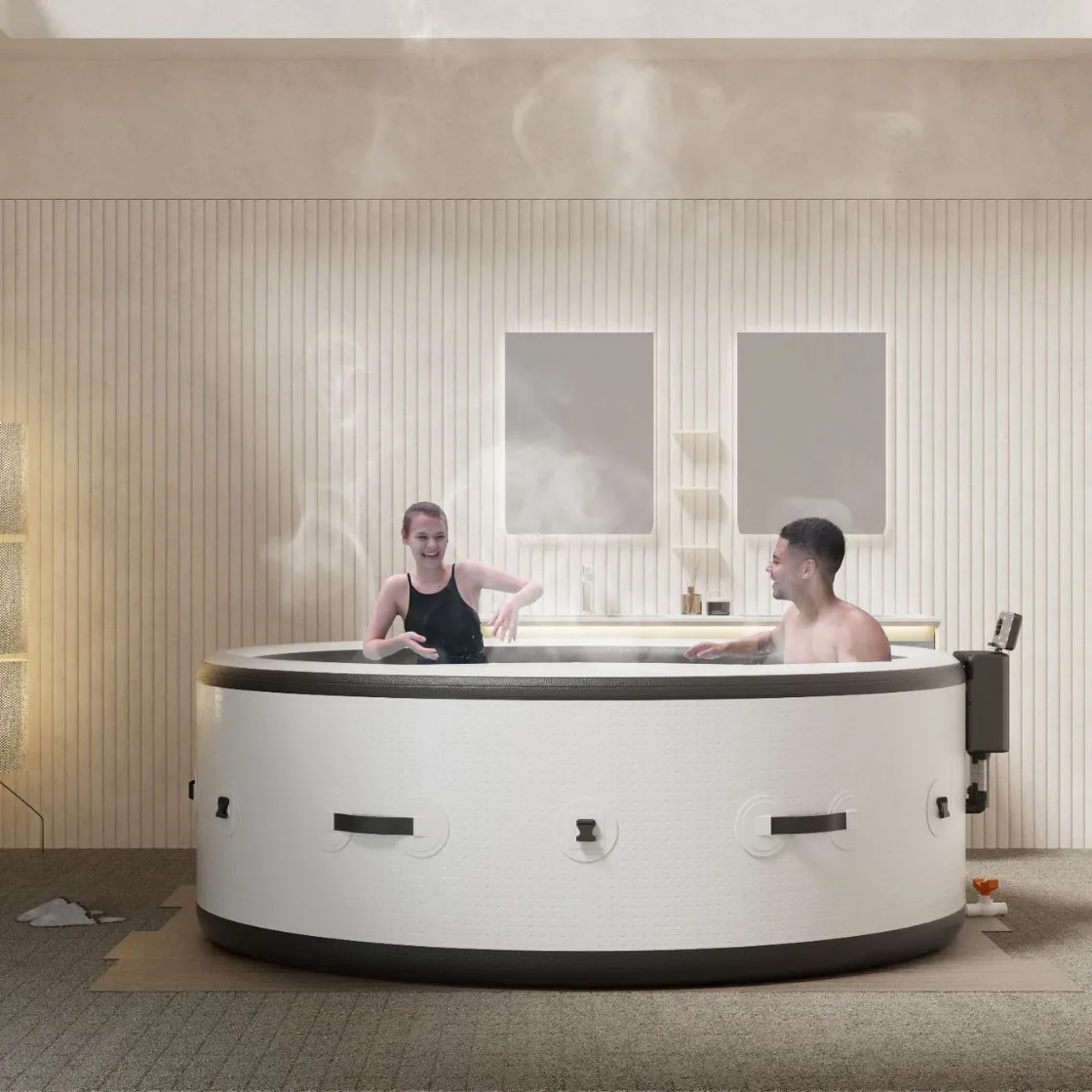 Anpassbarer Surf-Whirlpool für Zuhause mit Wellen- und Blasenfunktion, beheizter, faltbarer Badewannenpool mit Ambientebeleuchtung Image