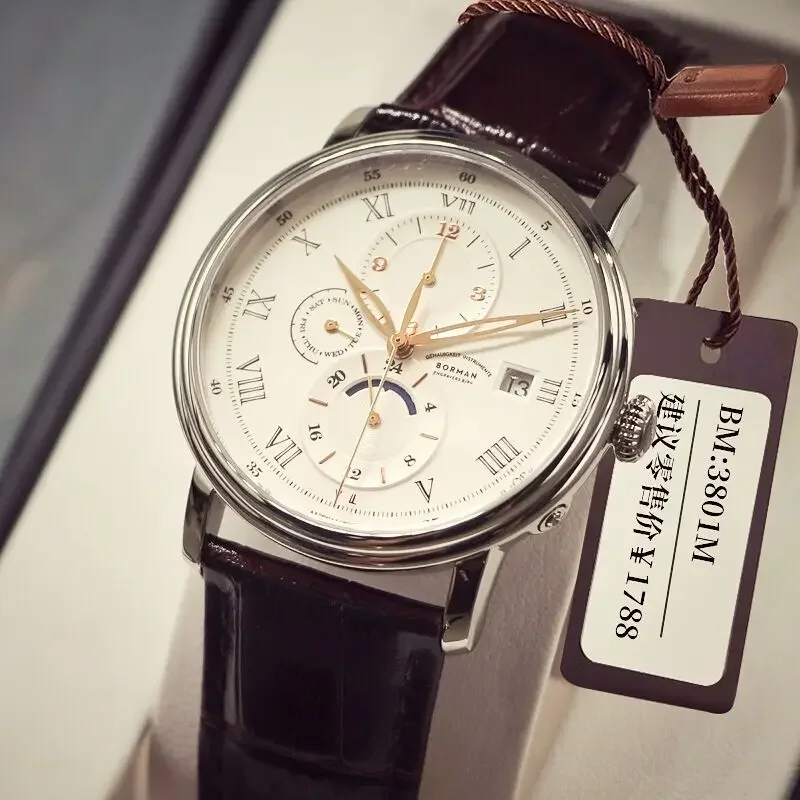 BORMAN BM3801 Uhr Neue 40, Luxus Männer Automatische Mechanische herren Uhren Wasserdicht Saphir Multi-funktion Zifferblatt Retro Uhren Image
