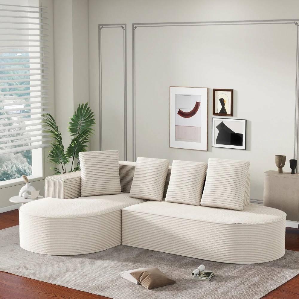 Vollständig komprimiertes, knochenloses Sofa, L-förmiges modulares Cloud-Sofa, tiefsitziges Sofa, keine Montage erforderlich, hochdichter Schwamm, für das Wohnzimmer