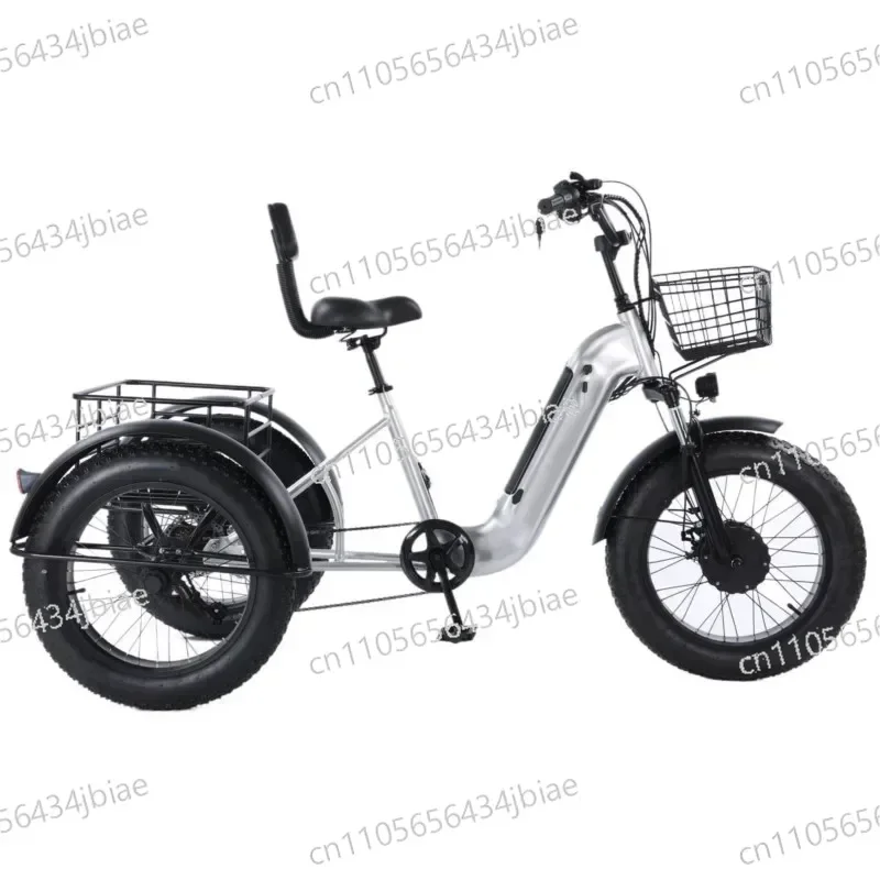 Elektrisches Dreirad 500W 48V 20AH Lithium-Akku 20*4,0 Zoll Fat Tire E-Bike für Senioren, Schnee-Elektrofahrrad für Pendler und Ausflüge Image