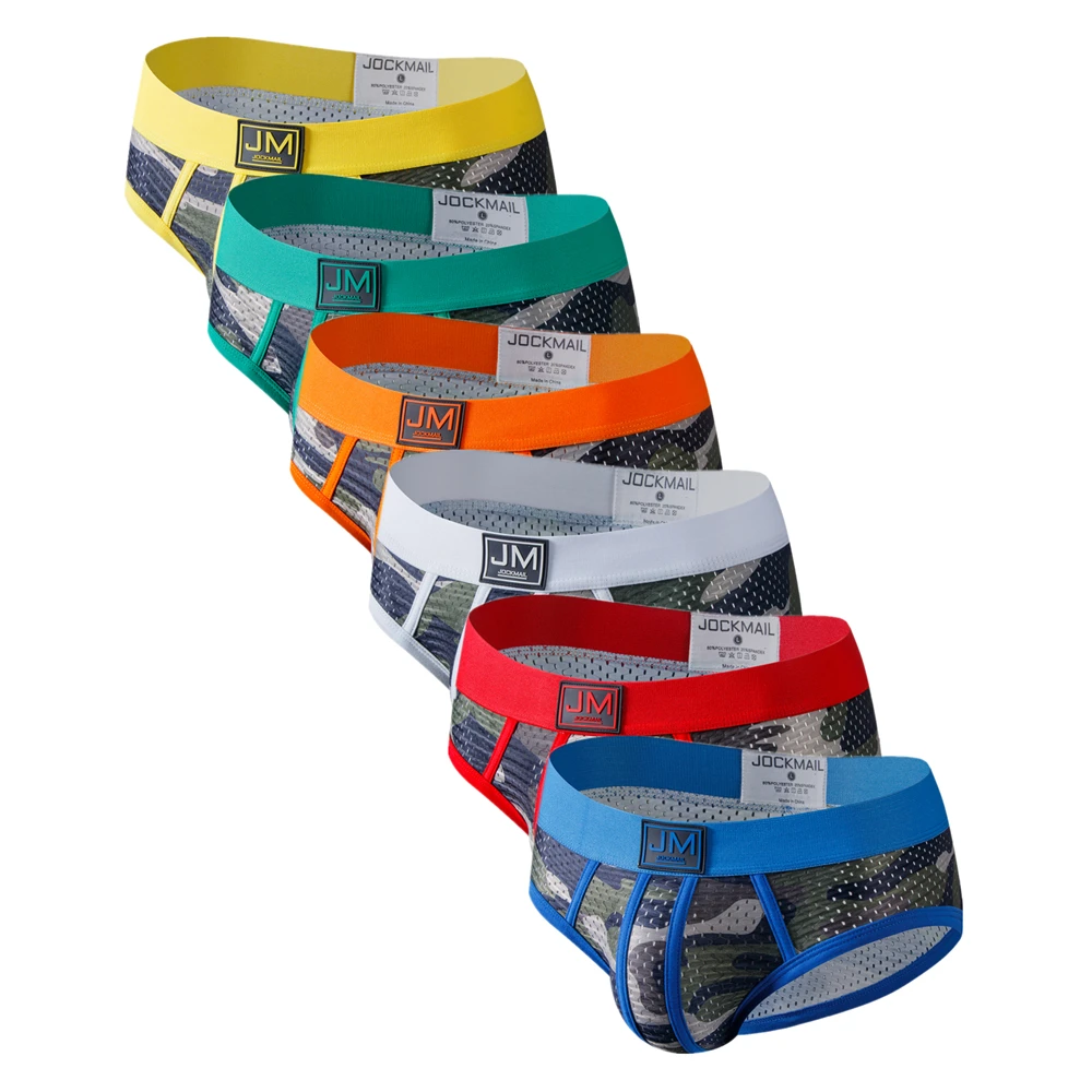 6PCS Herren Unterwäsche Slips Unterhosen Nylon Mesh Camouflage Herren Slips Bikini Herren Boxershorts oder als Badeshorts Image