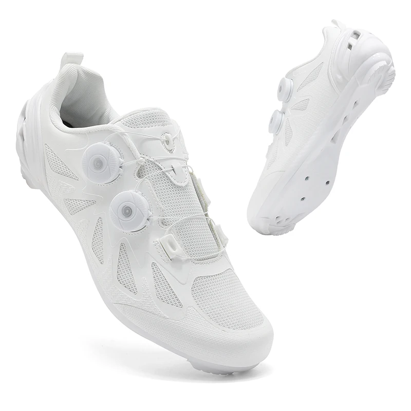 Rennrad-Schuhe für Herren, atmungsaktiv, selbstsichernd, rutschfest, Geschwindigkeit, Fahrradschuhe, Damen, Outdoor, Rennsport, Sneaker, leicht, Weiß