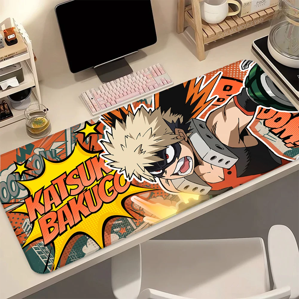 Anime M-My H-Hero A-Academia Mauspad Bakugo Katsuki Gaming-Mauspad, rutschfeste Schreibtischunterlage, Tastaturunterlage für Computer, PC, Gamer Image