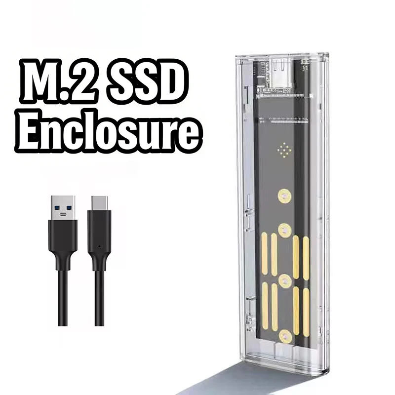 M2 SSD-Gehäuse NVME SATA SSD-Gehäusewerkzeugfreies 10Gbps M.2 zu USB 3.2 Gen2 10gbps 5gbps Transparentes externes SSD-Speichergehäuse-Adapter Image