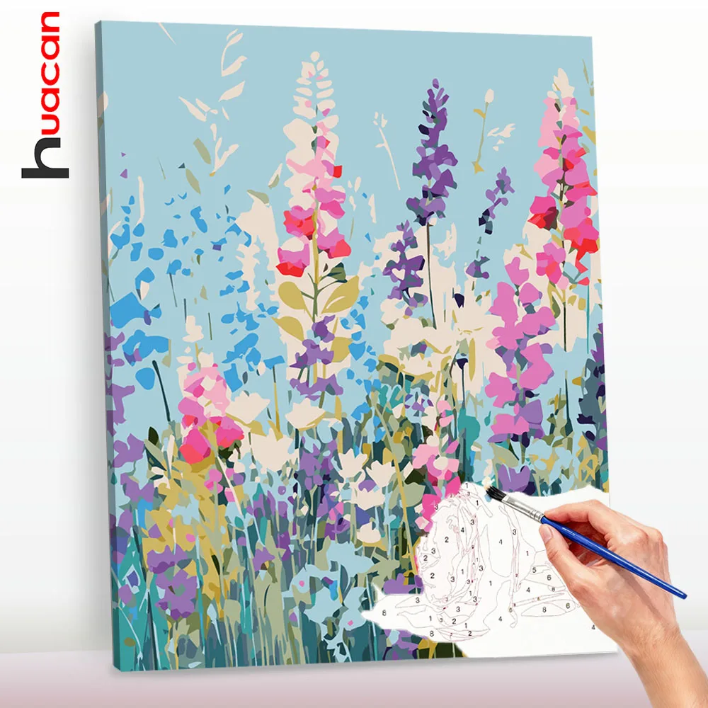 Huacan Malen nach Zahlen: Blumen-DIY-Leinwand-Set zum Malen, Geschenk-Bild auf Leinwand, Bastelset ﻿ ﻿ ﻿ Image