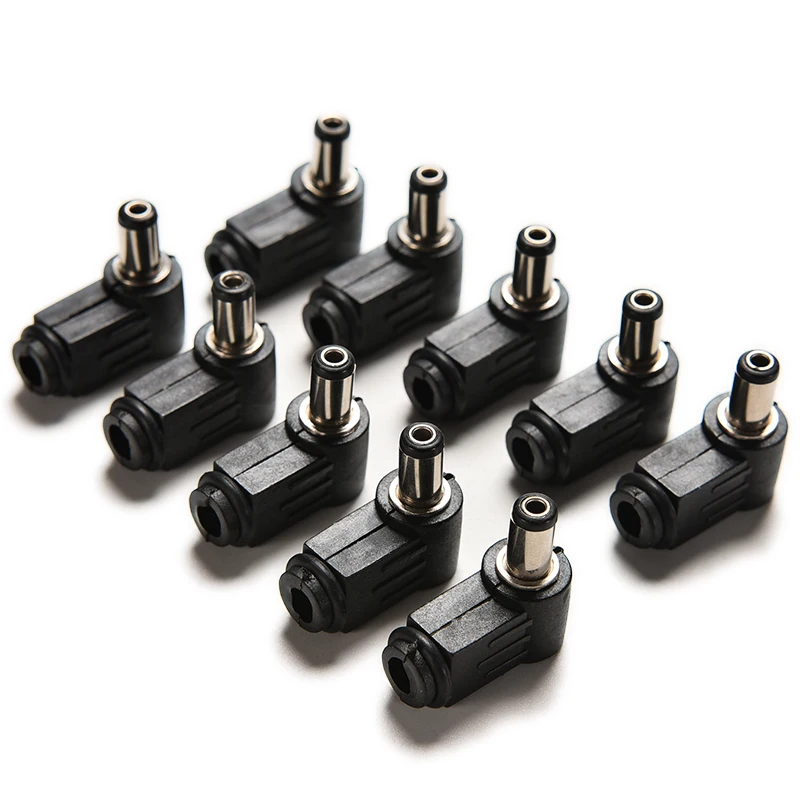 【10 Stück rechtwinklige 2,1 x 5,5 mm 2,1 mm DC-Stromstecker zum Löten, schwarz】 Image