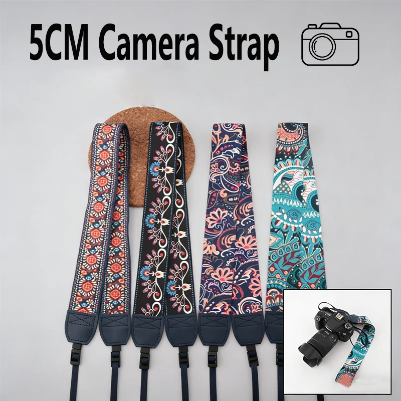 Tragbarer Kameragurt, verstellbarer Kameragurt aus Baumwolle und Leder, Schultergurt für Sony/Nikon, Kameragurt für DSLR, digitale Spiegelreflexkameras Image