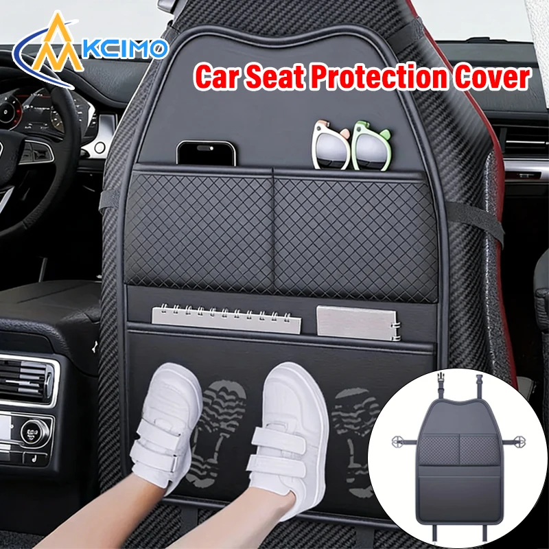 Kcimo Autositzbezug mit Schutzbereich gegen Tritte, PU-Autositz-Rückentasche mit Multifunktionaler Tablet-Halterung Image