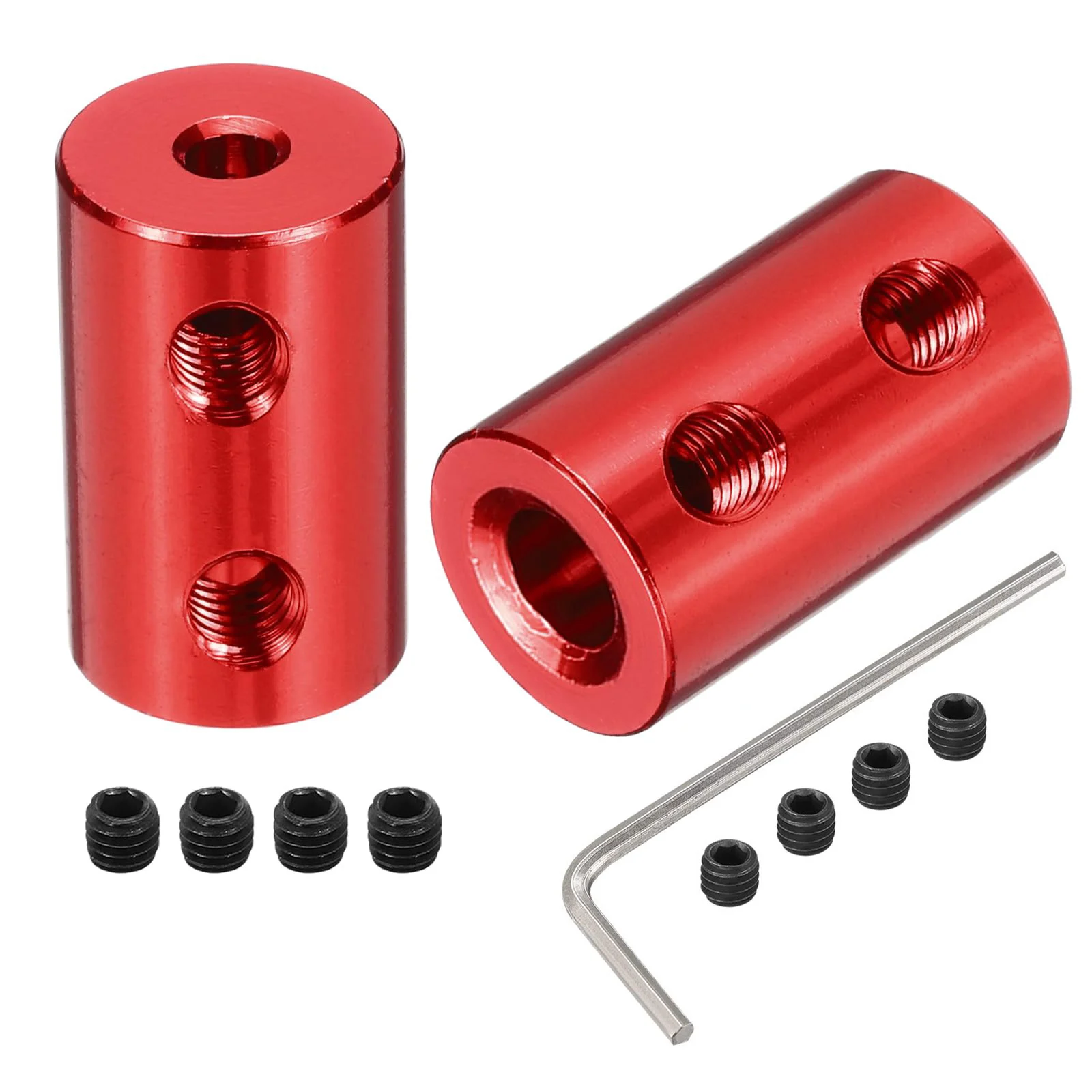 1 Stücke Rot Starre Kupplung Stellschraube D14xL25/D12xL20/D16xL25 Aluminiumlegierung, Wellenkupplungsstecker, Motorzubehör Image