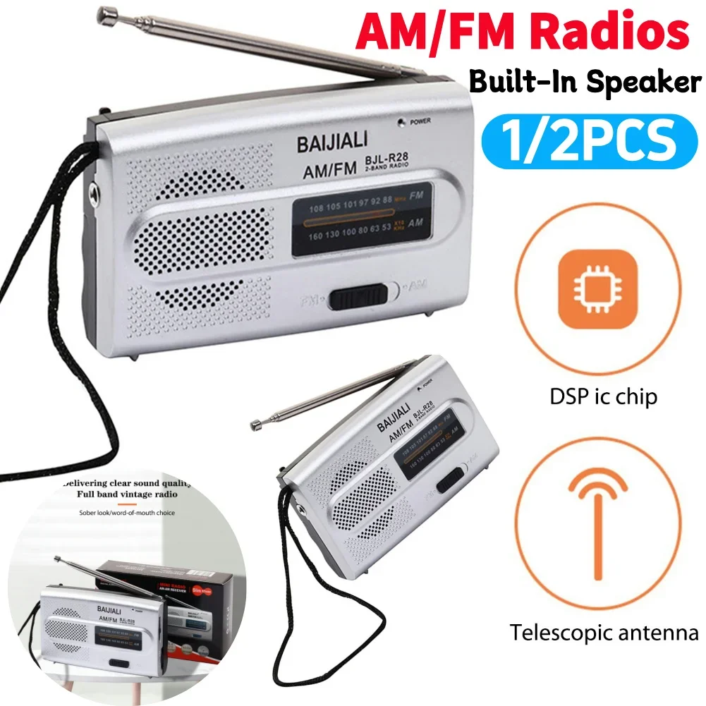 Radio FM numérique vintage, recherche de chaînes manuelle, récepteur portable à large bande, radio alimentée par piles, haut-parleur intégré pour personnes âgées