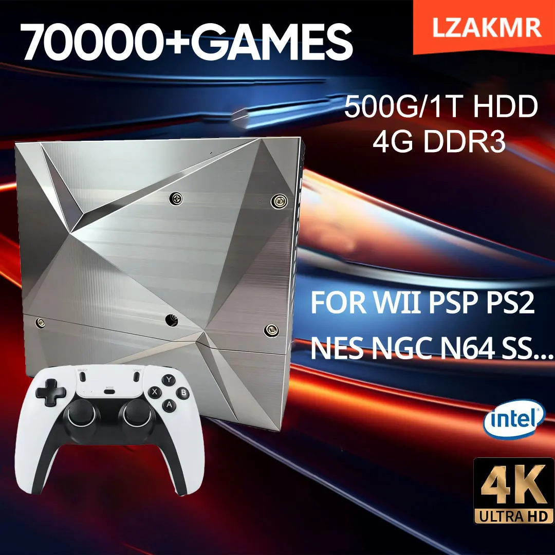 Console de Jeux Rétro P88 500G/1T HDD 70000+ Jeux Double Système Win11 & Batocera Plug and Play pour Wii PS2 DC PSP NGC TV Cadeau de Jeux Vidéo
