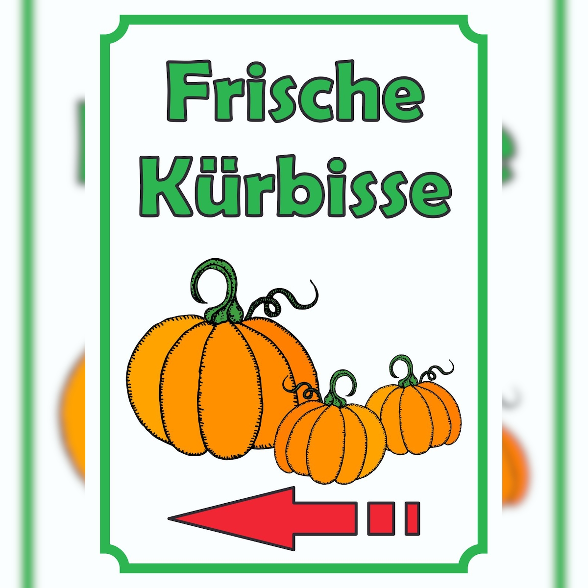 HB-Druck Verkaufsschild Schild Kürbis Hochkant mit Pfeil links A2 (420x594mm) Image