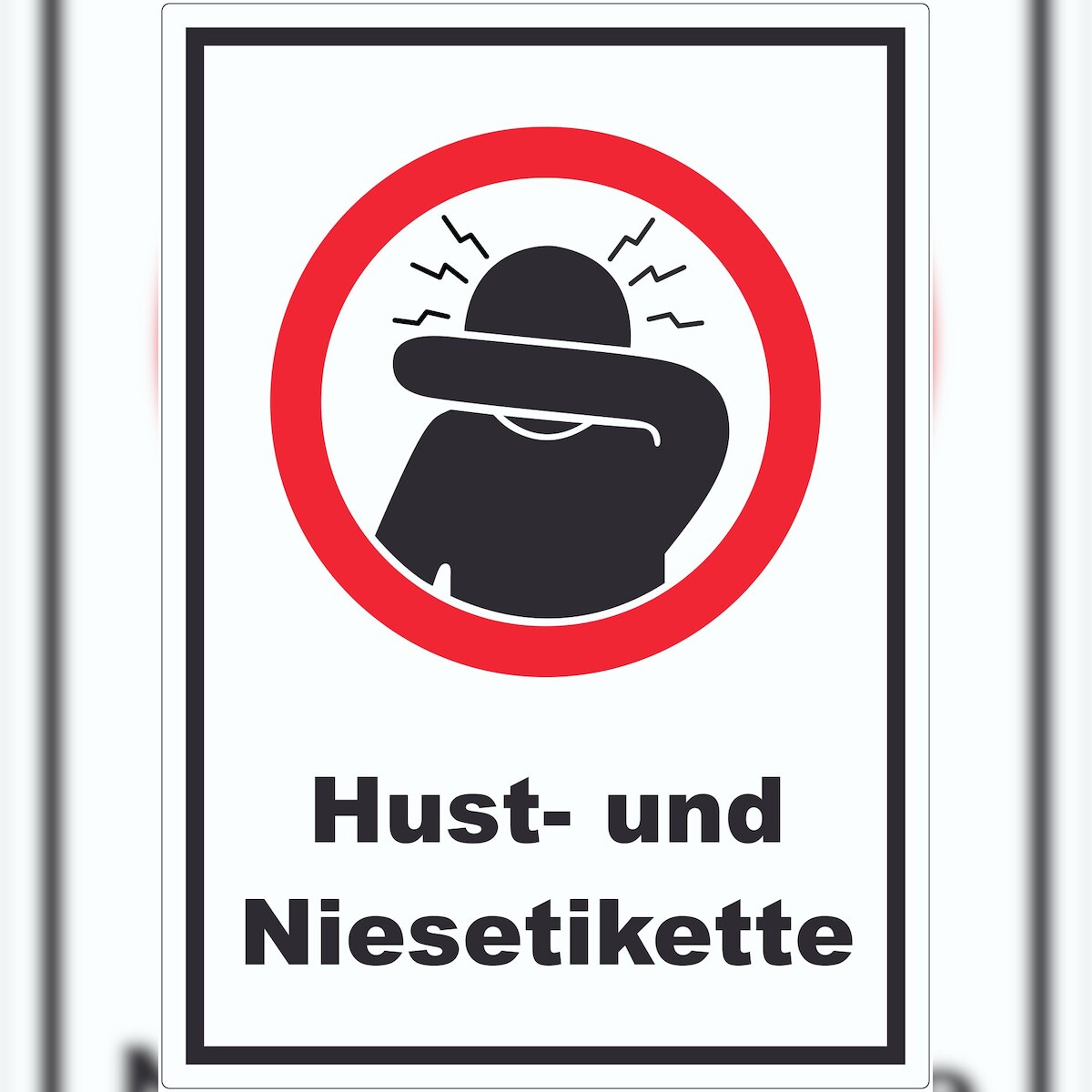 HB-Druck Husten und Niesetikette beachten Symbol und Text Aufkleber A7 (74x105mm) Image