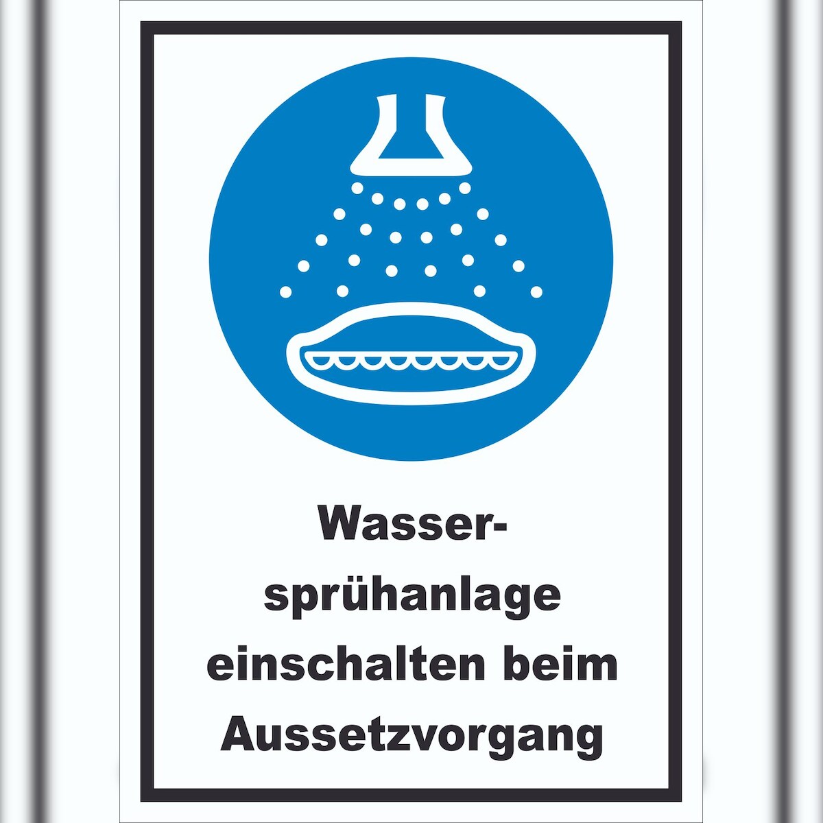 HB-Druck Wassersprühanlage einschalten beim Aussetzvorgang Schild A3 Rückseite selbstklebend Image