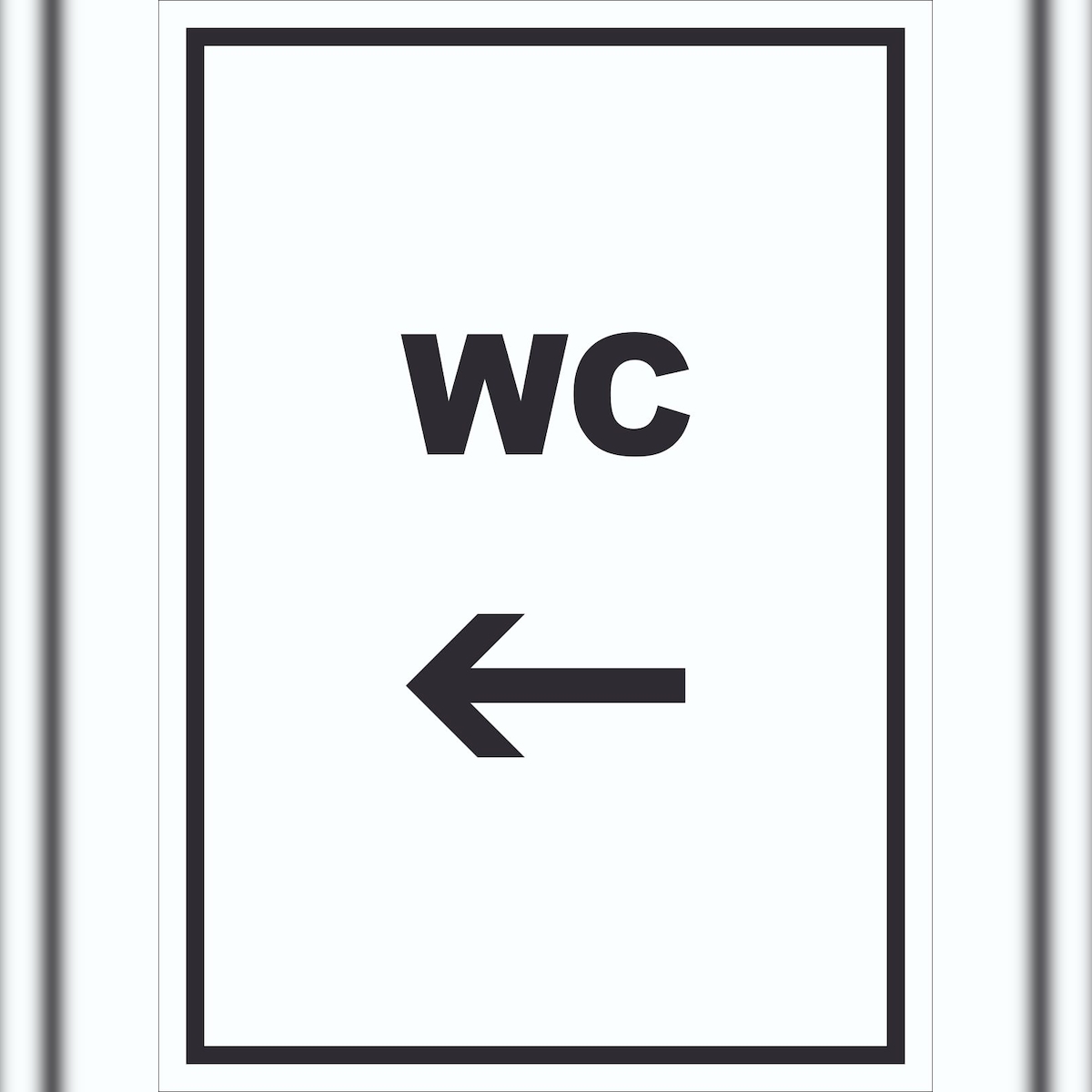 HB-Druck WC Schild mit Text und Richtungspfeil links Toilette Klo hochkant A6 (105x148mm) Image