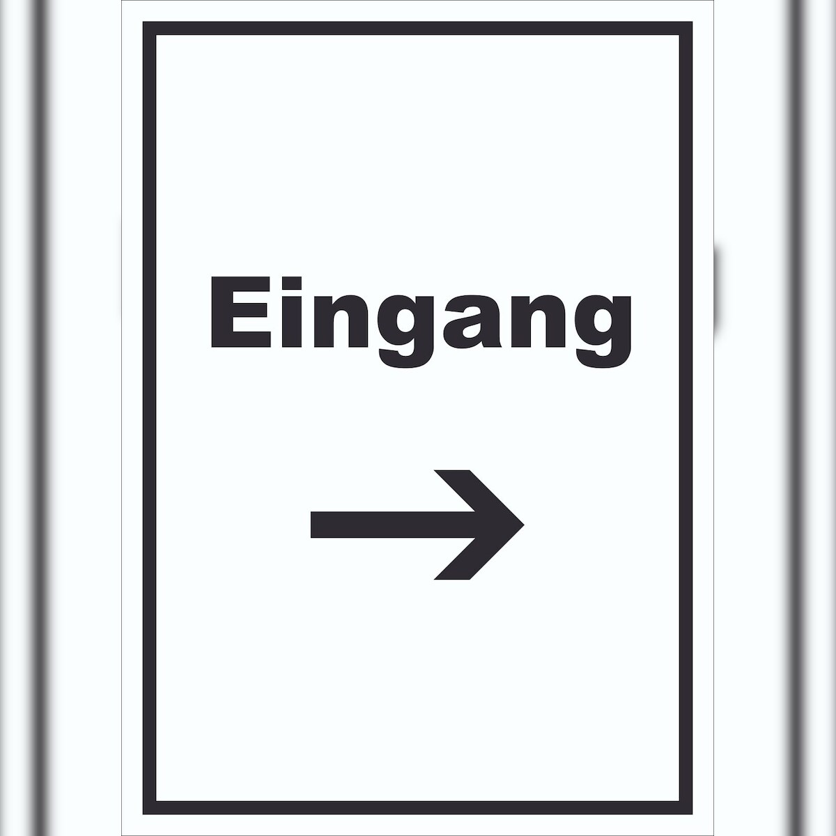 HB-Druck Eingang Schild mit Text und Richtungspfeil rechts Zugang Eintritt hochkant A1 Rückseite selbstklebend Image