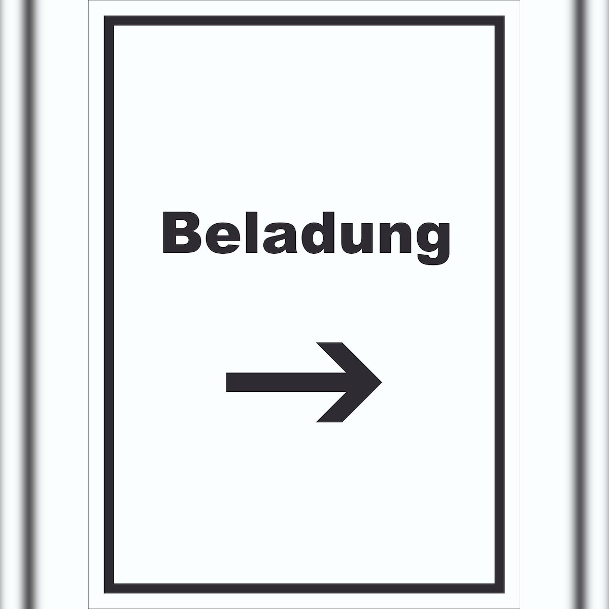 HB-Druck Beladung Schild mit Text und Richtungspfeil rechts Transport Fracht hochkant A6 Rückseite selbstklebend Image