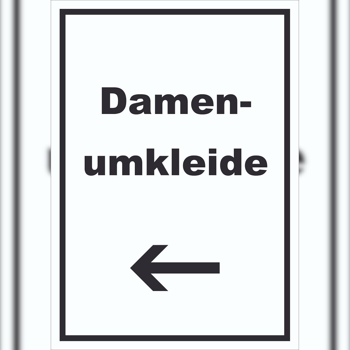HB-Druck Damenumkleide Schild mit Text und Richtungspfeil links hochkant A1 Rückseite selbstklebend Image