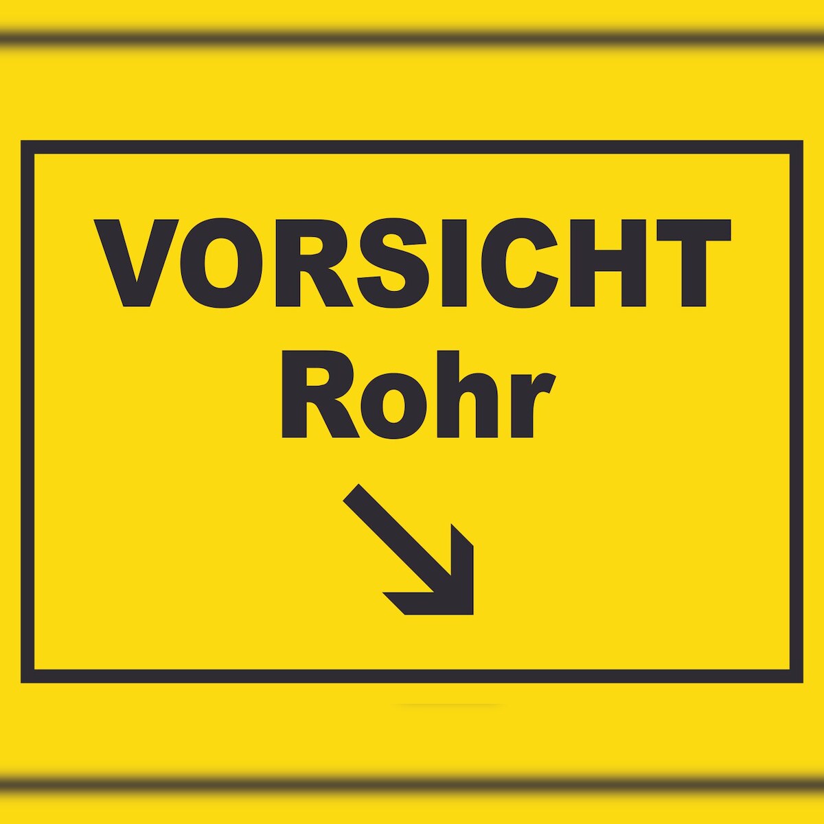 HB-Druck Vorsicht Rohr mit Richtungspfeil rechts unten Schild A4 Rückseite selbstklebend Image