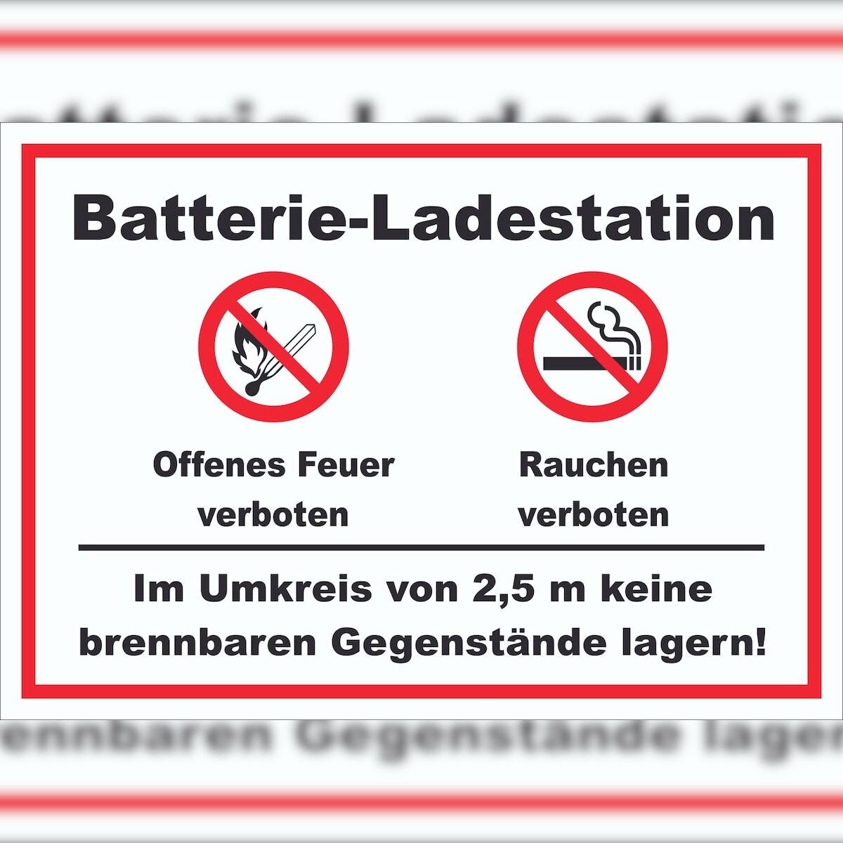 HB-Druck Batterie Ladestation offenes Feuer und rauchen verboten Schild A1 Rückseite selbstklebend Image