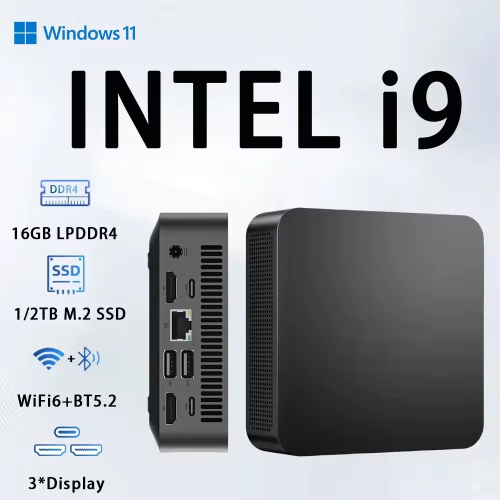2026 New MINI Gaming PC Windows 11 Intel Core i9 8950HK 16GB RAM 1TB SSD WIFI 6 BT5.2 4K HD Mini Gaming office study Pc