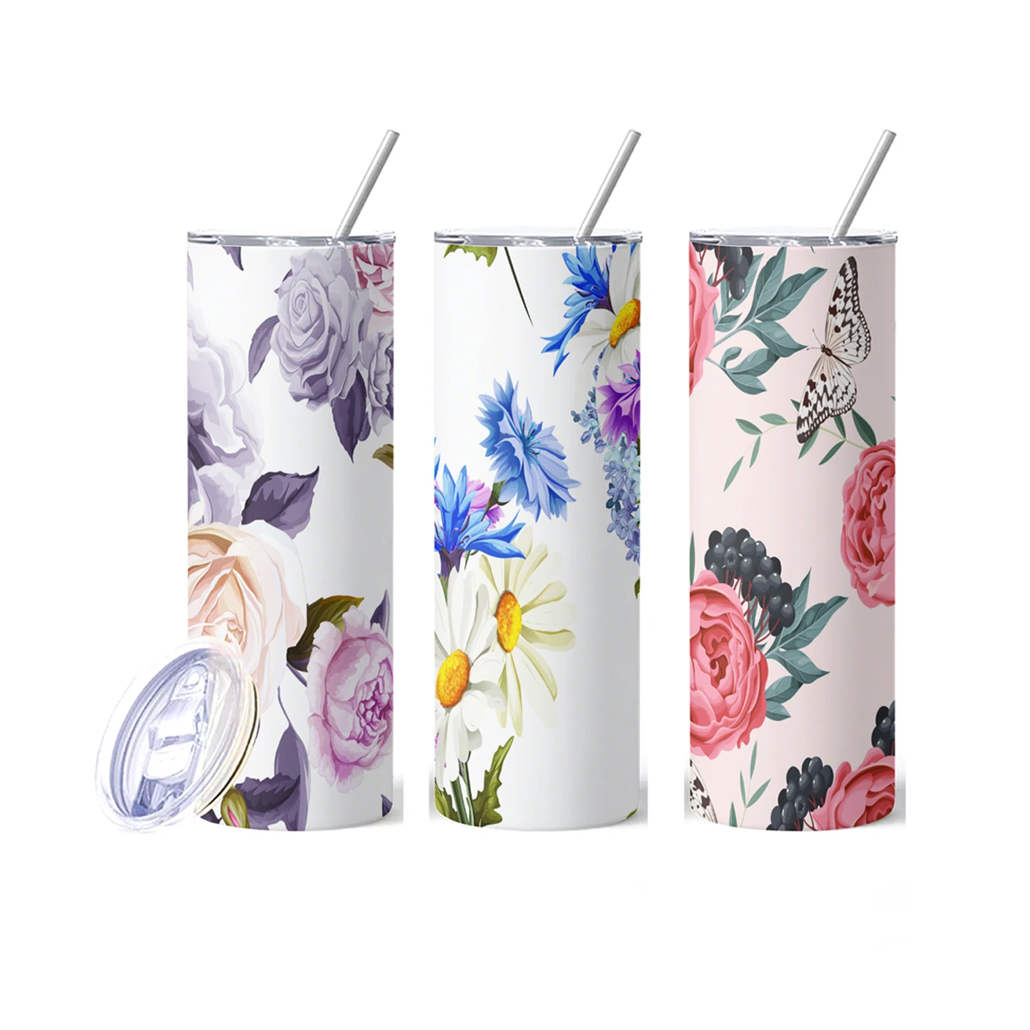 20oz Vakuum-Trinkbecher mit Deckel und Strohhalm für heiße oder kalte Getränke, Edelstahl-Wasserflasche, Muttertagsgeschenk Image