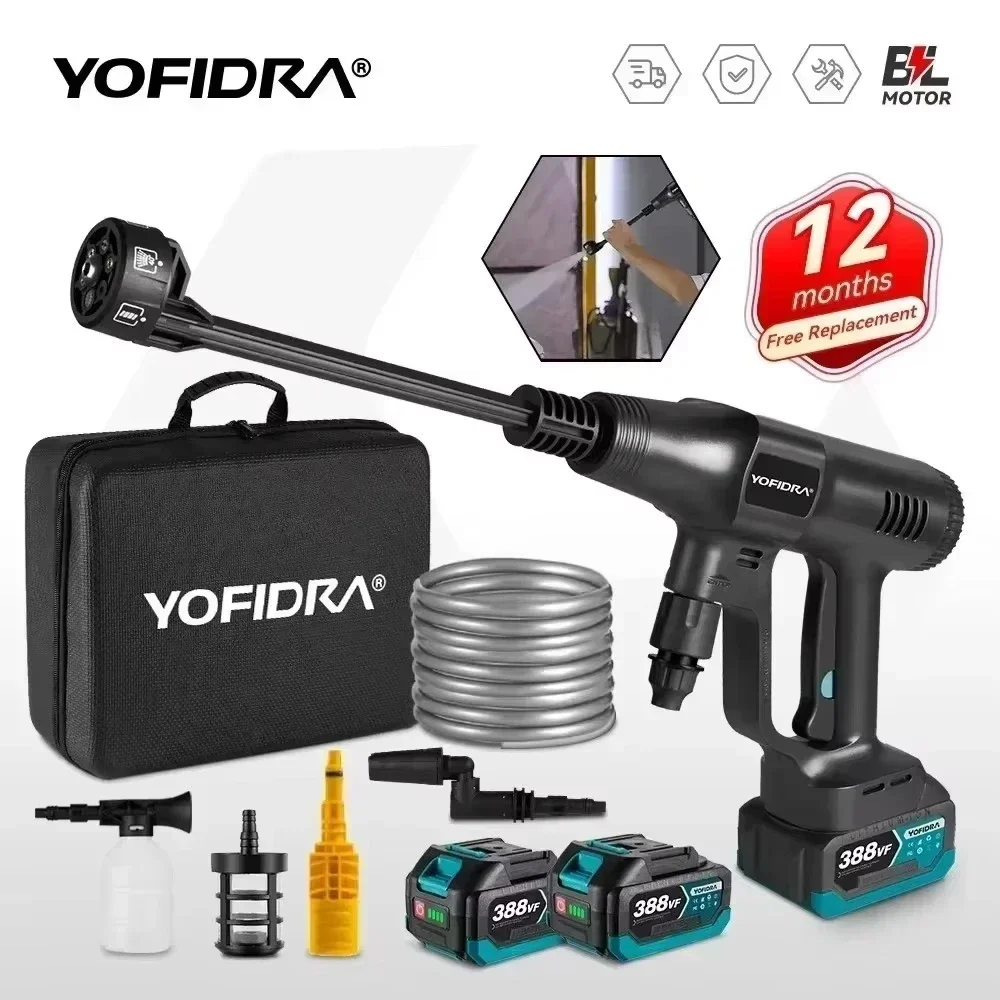 YOFIDRA 200 Bar Bürstenlose Hochdruck Auto Waschmaschine Wasser Pistole 6 IN 1 Garten Waschen Waschen Spritzpistole Fit Für makita 18 V Batterie Pin