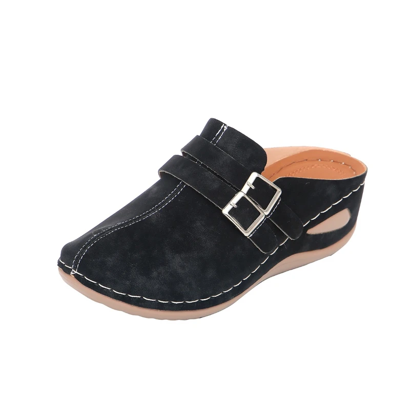 2026 Neuer Stil Frühling und Herbst Keilabsatz Casual Halbslipper für Damen, Weiche Sohle, Bequeme Leicht zu Tragende Plateau-Pantoffeln