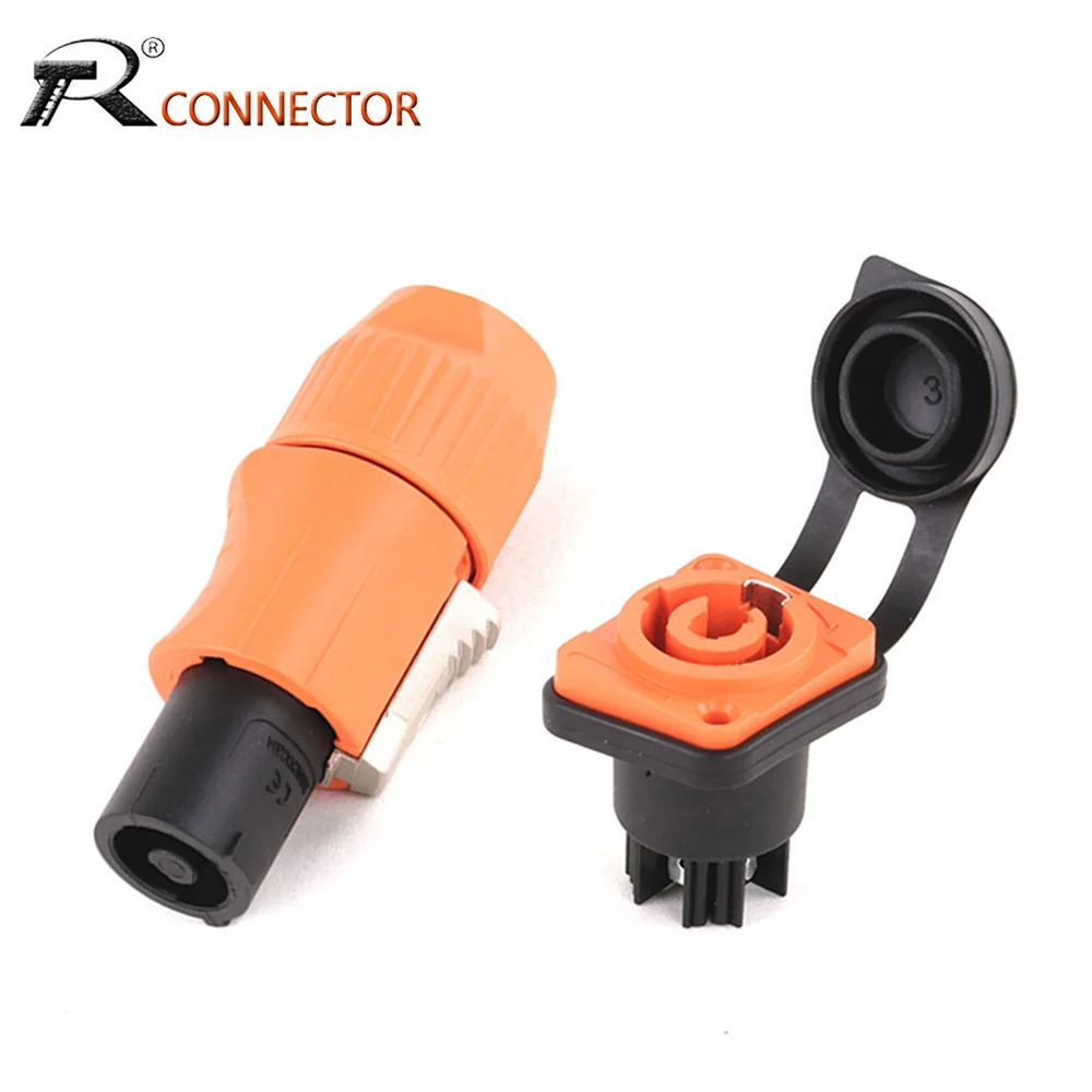 2 stücke 3 Pins IP65 Wasserdichte Verriegelung Powercon Stecker 20A 250 V Power Stecker oder Weibliche Chassis Buchse stecker Image
