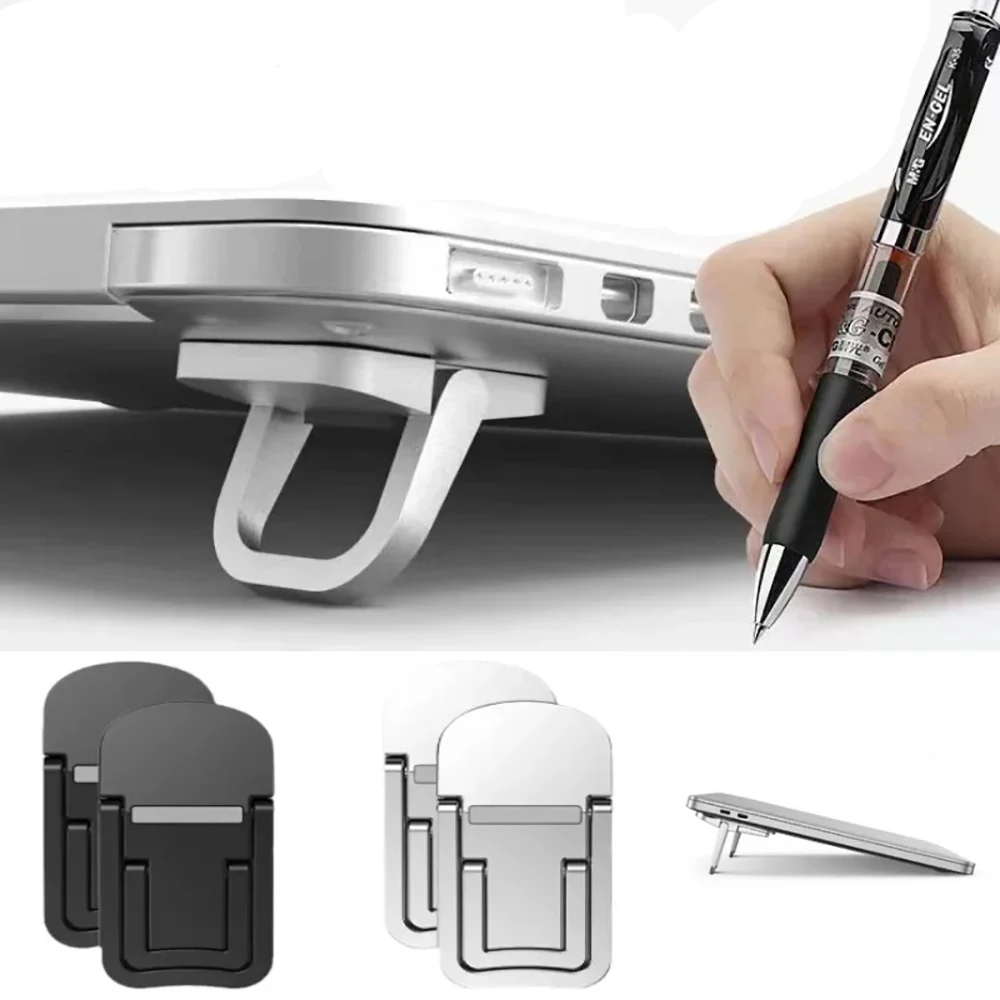 Heißer Verkauf: 2er-Set versteckbare, faltbare Laptop-Halterungen – tragbare Computer-Tastaturerhöhung mit 2 einstellbaren Stufen, selbstklebender, unsichtbarer Notebook-Ständer Image