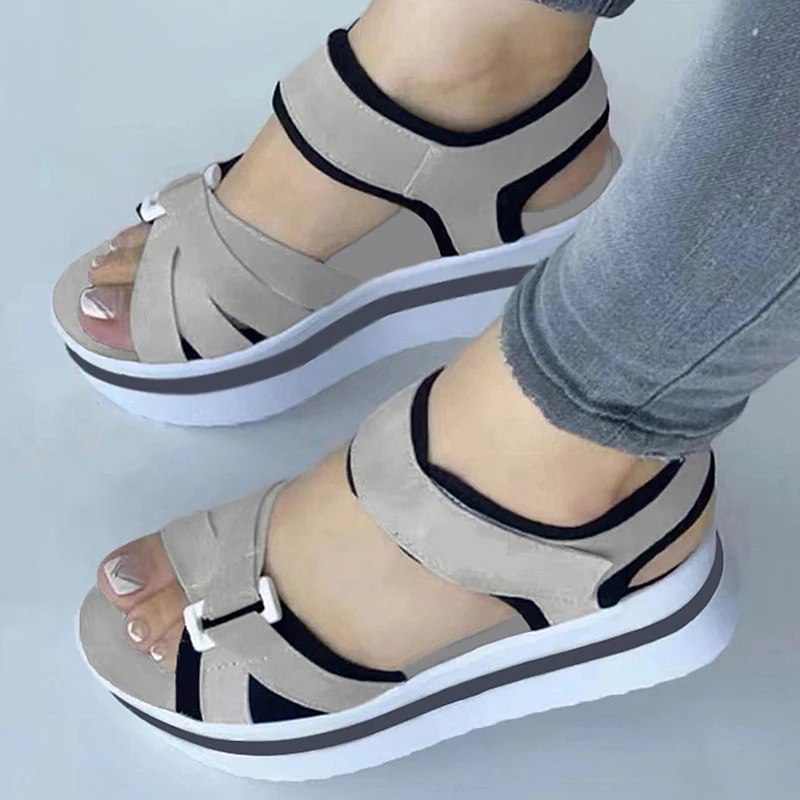 Damen Sommer-Sandalen Elegante Plateau-Freizeitschuhe Keilabsatz Rutschfeste Damensandalen Bequeme Offene Zehen Damenschuhe