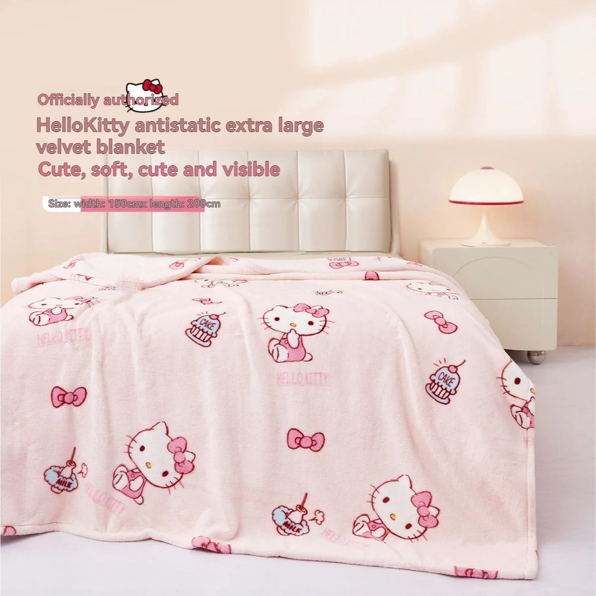 San-rio Hello-Kitty Verschiedene Größen Antistatische Dicke Fleece-Decke, Milch-Fleece-Decke, Freizeitdecke, 150*200cm