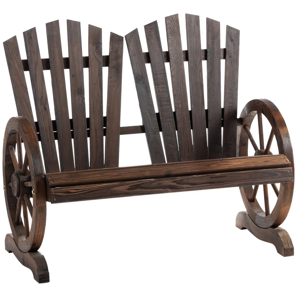 Banc de jardin avec accoudoirs, banc de jardinage, mobilier de jardin, banc rustique, bois massif, marron foncé, 108 x 66 x 95 cm