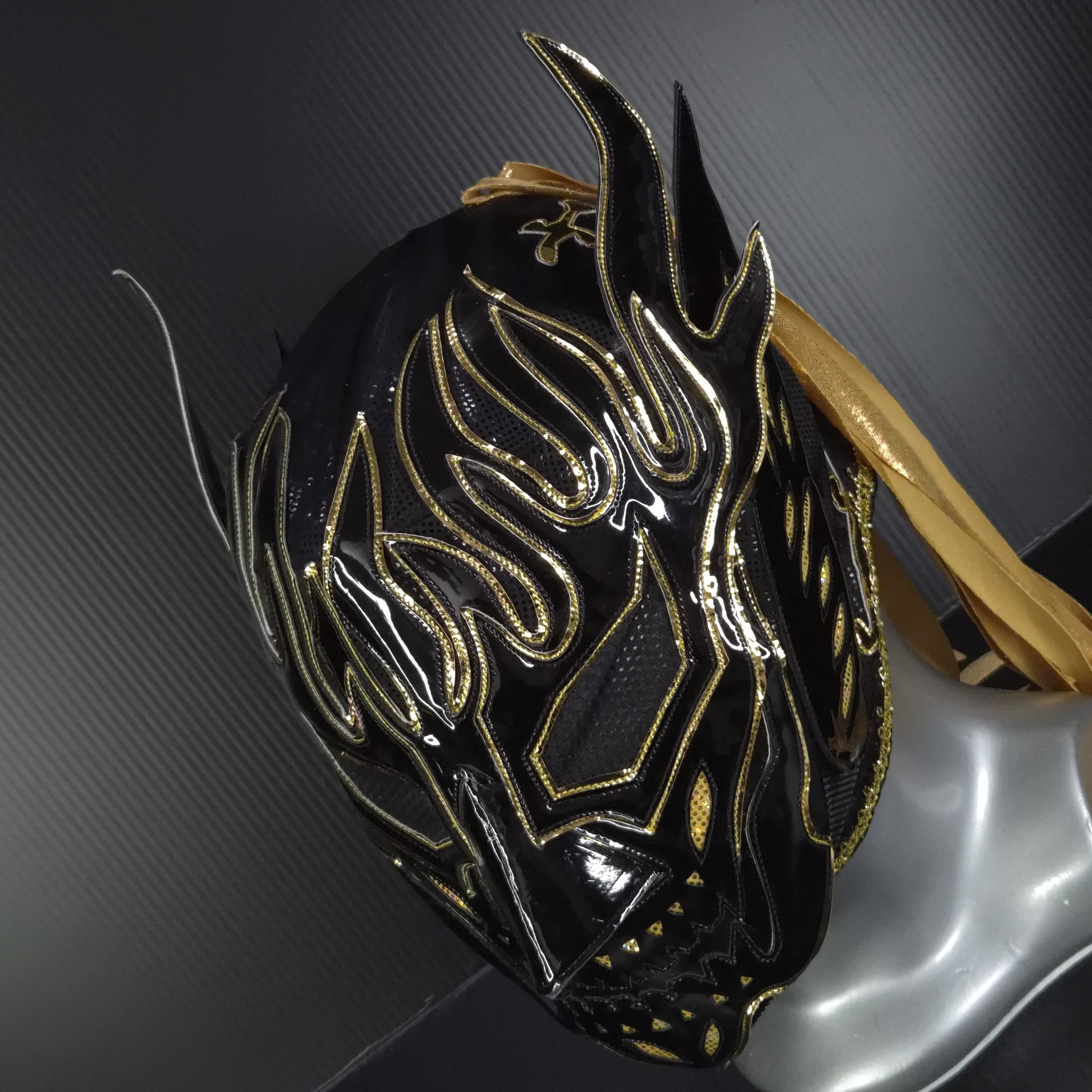 MASCHERA TESCHIO NERO fatta a mano maschera da wrestling costume da luchador wrestler lucha libre maschera messicana maschera cosplay maschera semi pr