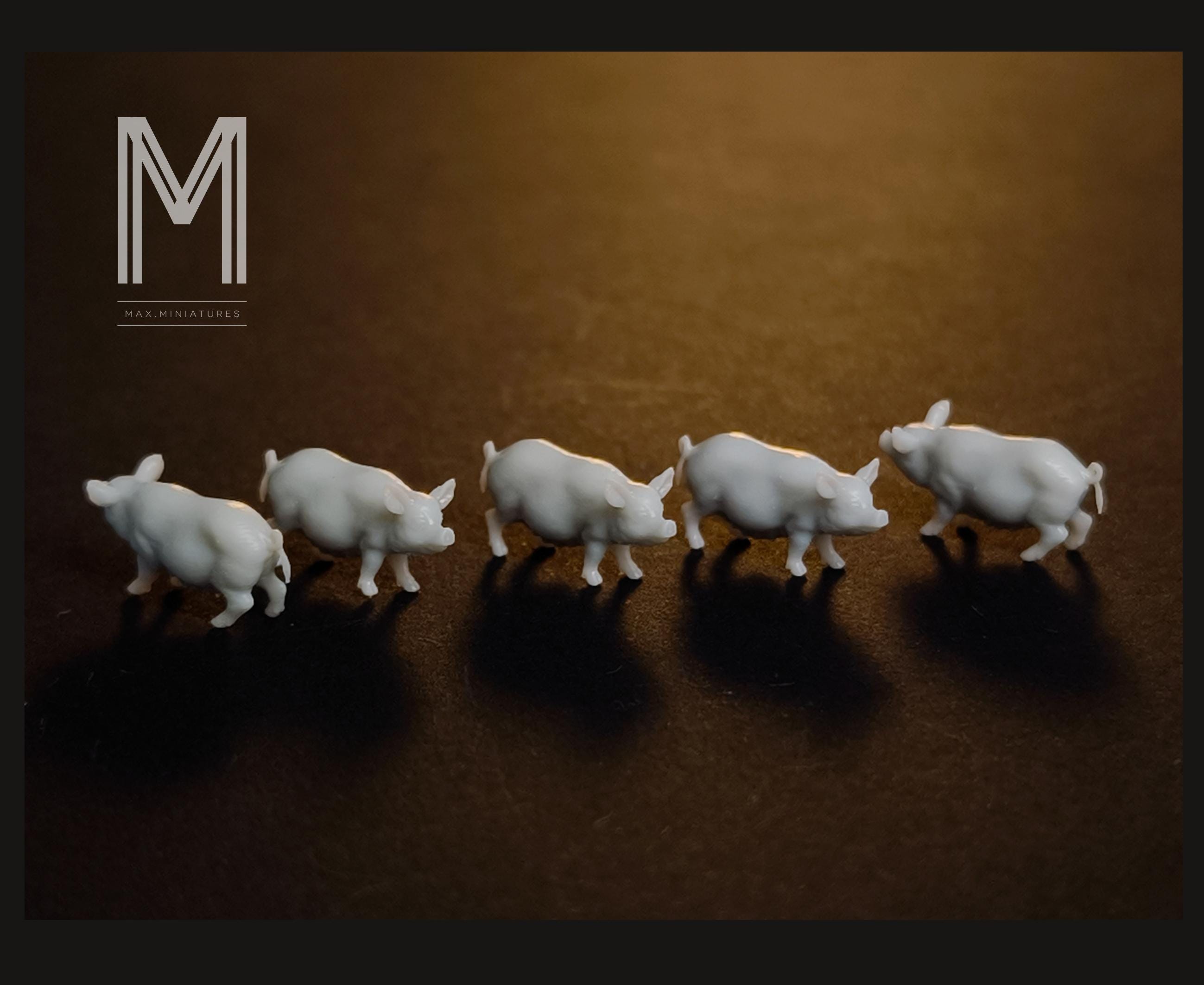 5 pezzi 1/24 1/48 1/64 1/87 1/160 Scala N HO Animale #9 Maiale Diorama Kit modello in miniatura Decorazione Parti modello in scala MM Max. Miniature