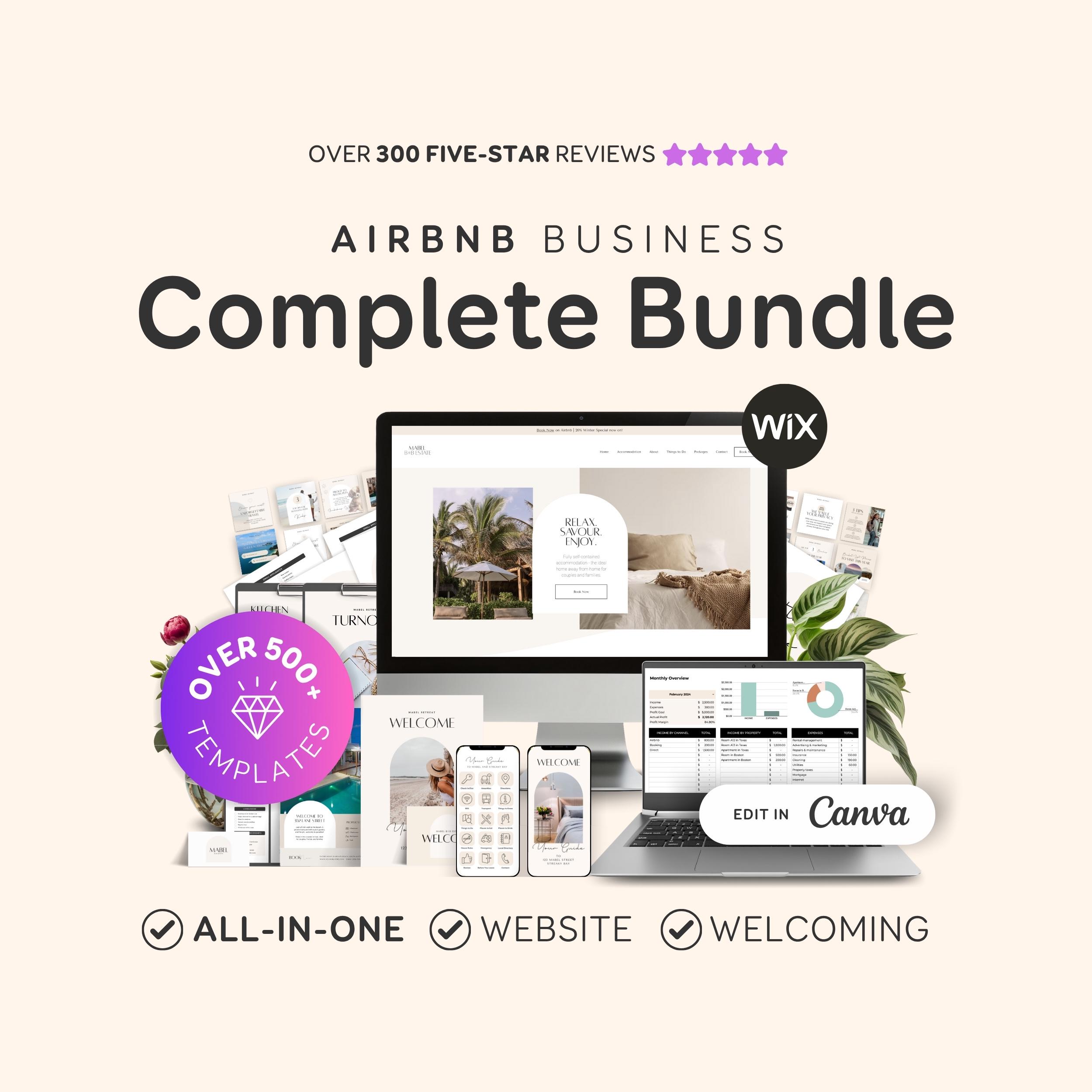 Pacchetto per host Airbnb: libri di benvenuto, cartelli, sito web, liste di controllo, fogli di calcolo e marketing - Modelli Canva modificabili - EG2