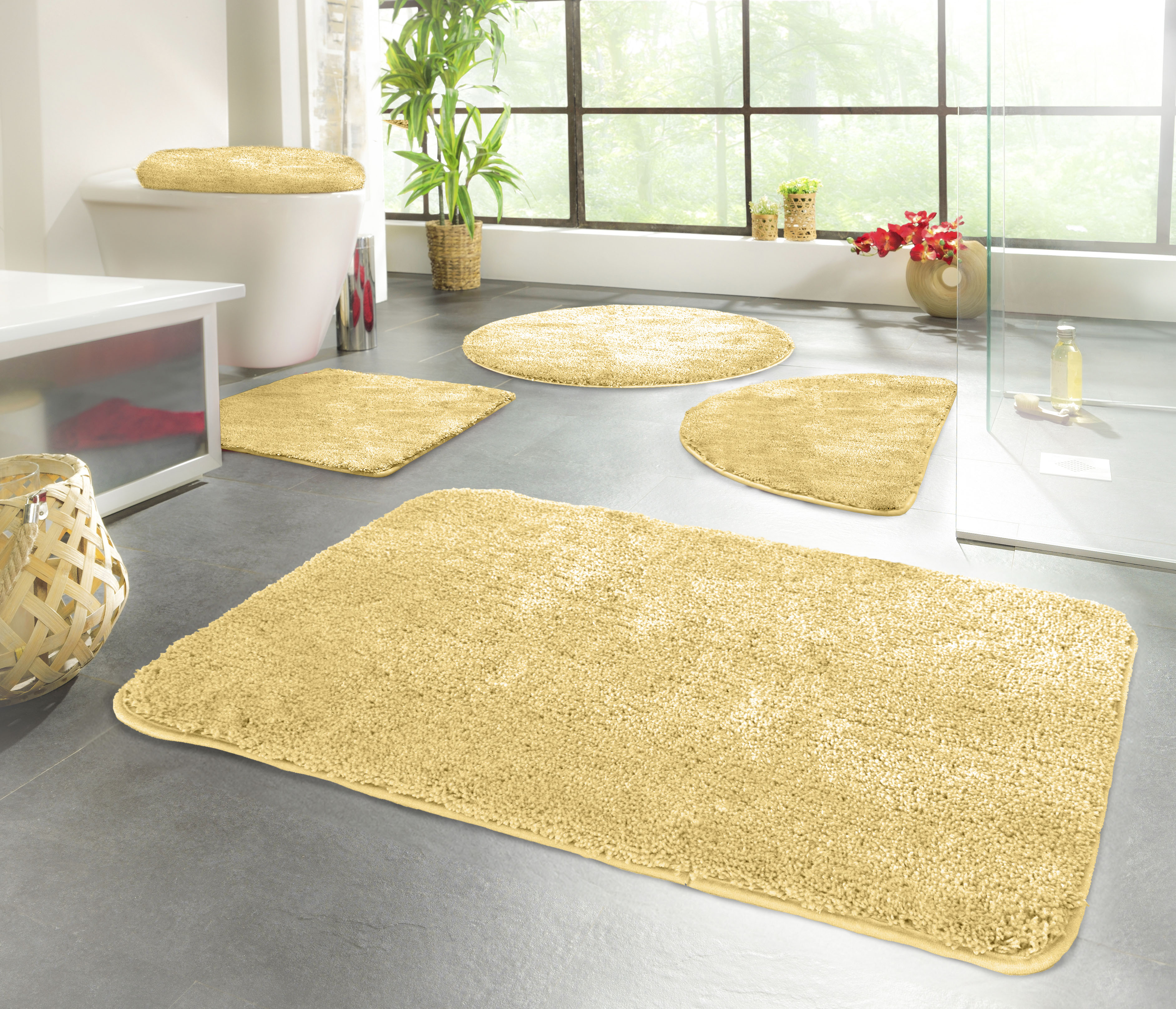 Badematte KINZLER "Chaozhou" Gr. 2, gelb, H:20mm, Polyester, Badematten, Badematte, Badteppich, Uni Farben, weich, als rechteckig, rund & Set erhältlich Image