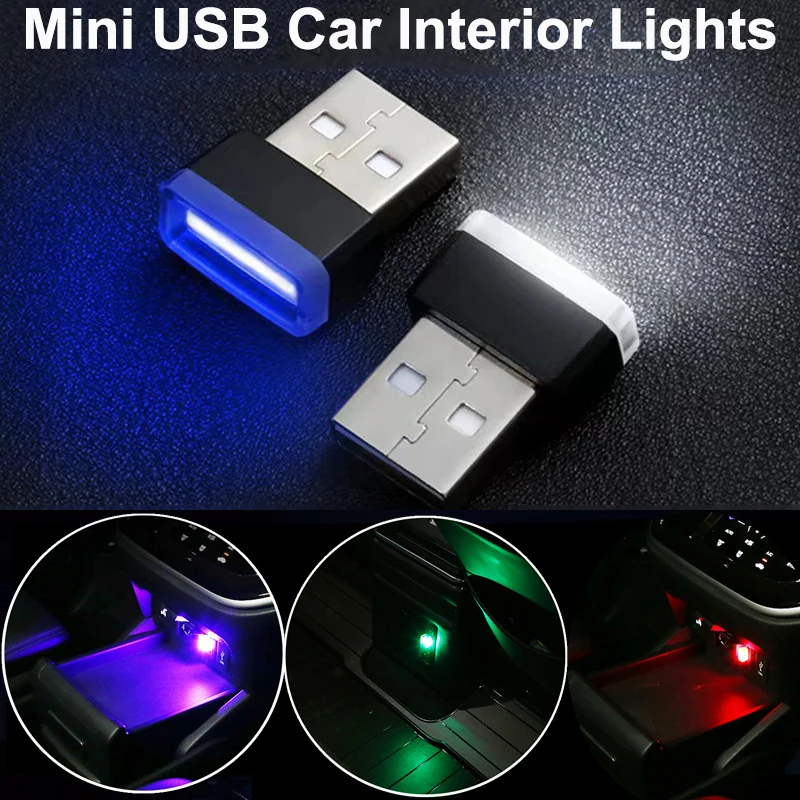 Lampe LED USB pour voiture, lampe d'ambiance, lumière d'atmosphère, décoration intérieure de voiture, plug and play, lampe décorative universelle, lumières ambiantes