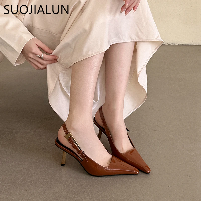 Suojialun Frühling neue Band Frauen Pumps Schuhe Mode flachen Slip auf Sling back Sandalen dünne High Heel Kleid sexy Pumps Schuhe