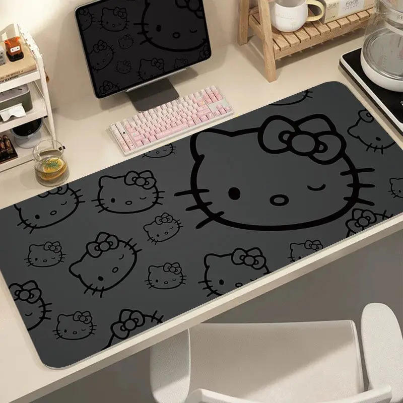 Leder-Mauspad mit Hello-Kitty-Aufdruck, für Mädchen, Studenten, extra groß, rutschfest, für Computer, Tastatur, Cartoon-Schreibtischunterlage Image