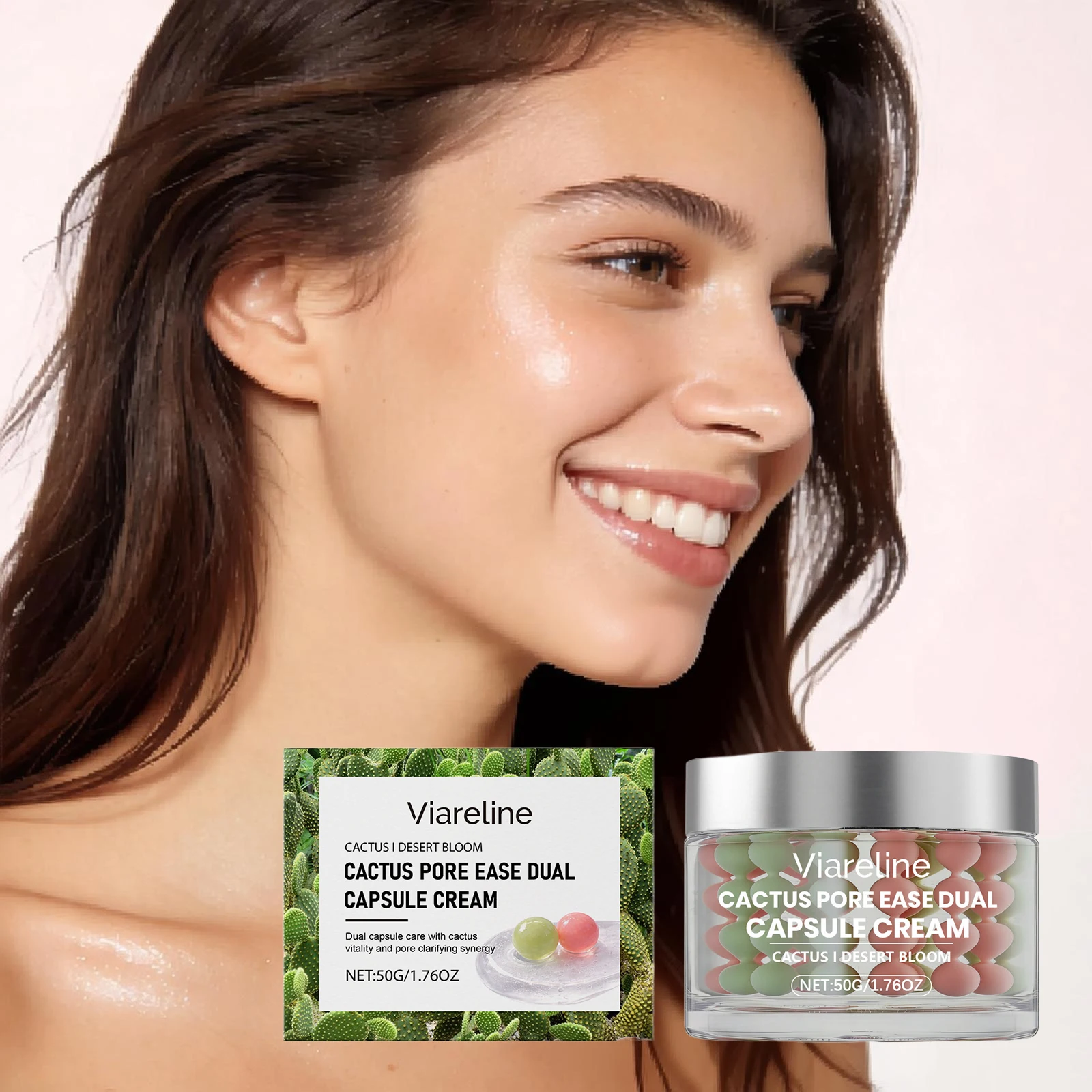 Cactus Pore Ease Dual-Kapsel-Creme Feuchtigkeitsspendend Beruhigend Aufhellend Glättend Strahlend Stabilisierend Hydratisierend Reparierend Gesichtscreme Image