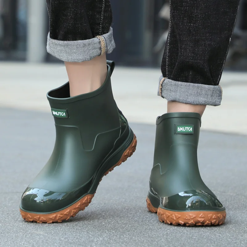 Bestseller Herren Wasserdichte Regenstiefel Halbhohe Rutschfeste Verschleißfeste Freizeitschuhe für Männer Größe 39-45 Warm