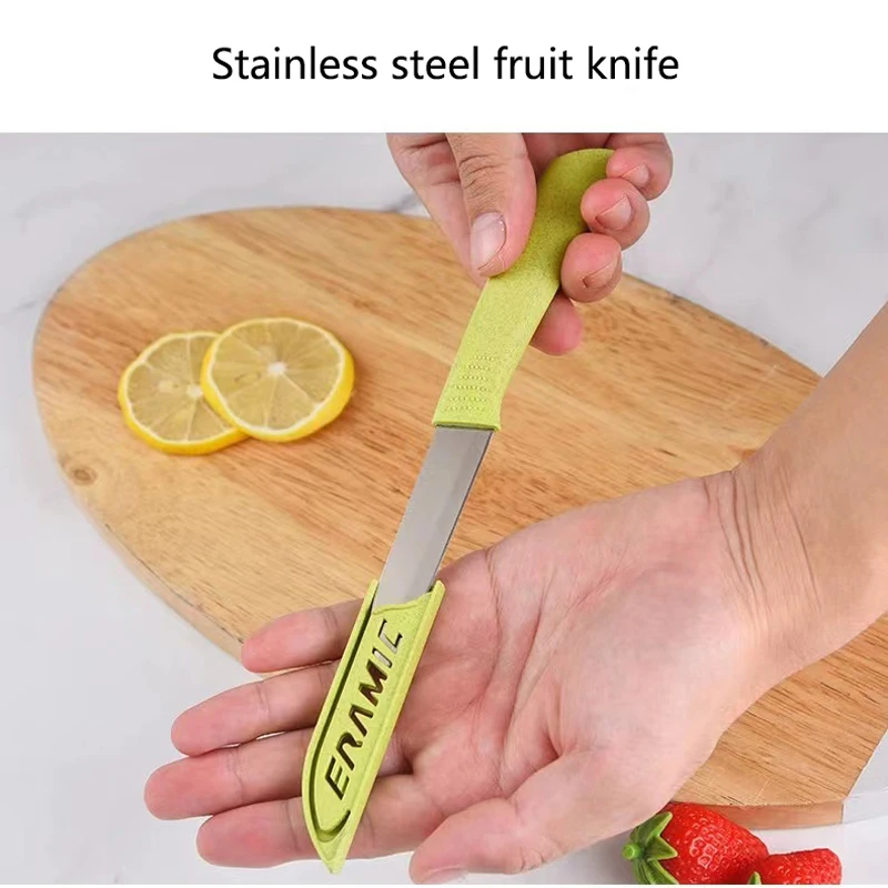 Obstmesser aus Edelstahl, Obst-Set-Messer für den Haushalt. Es ist praktisch zum Tragen von Outdoor-Messern, Obstschäler-Zubehör, kleines Werkzeug Image