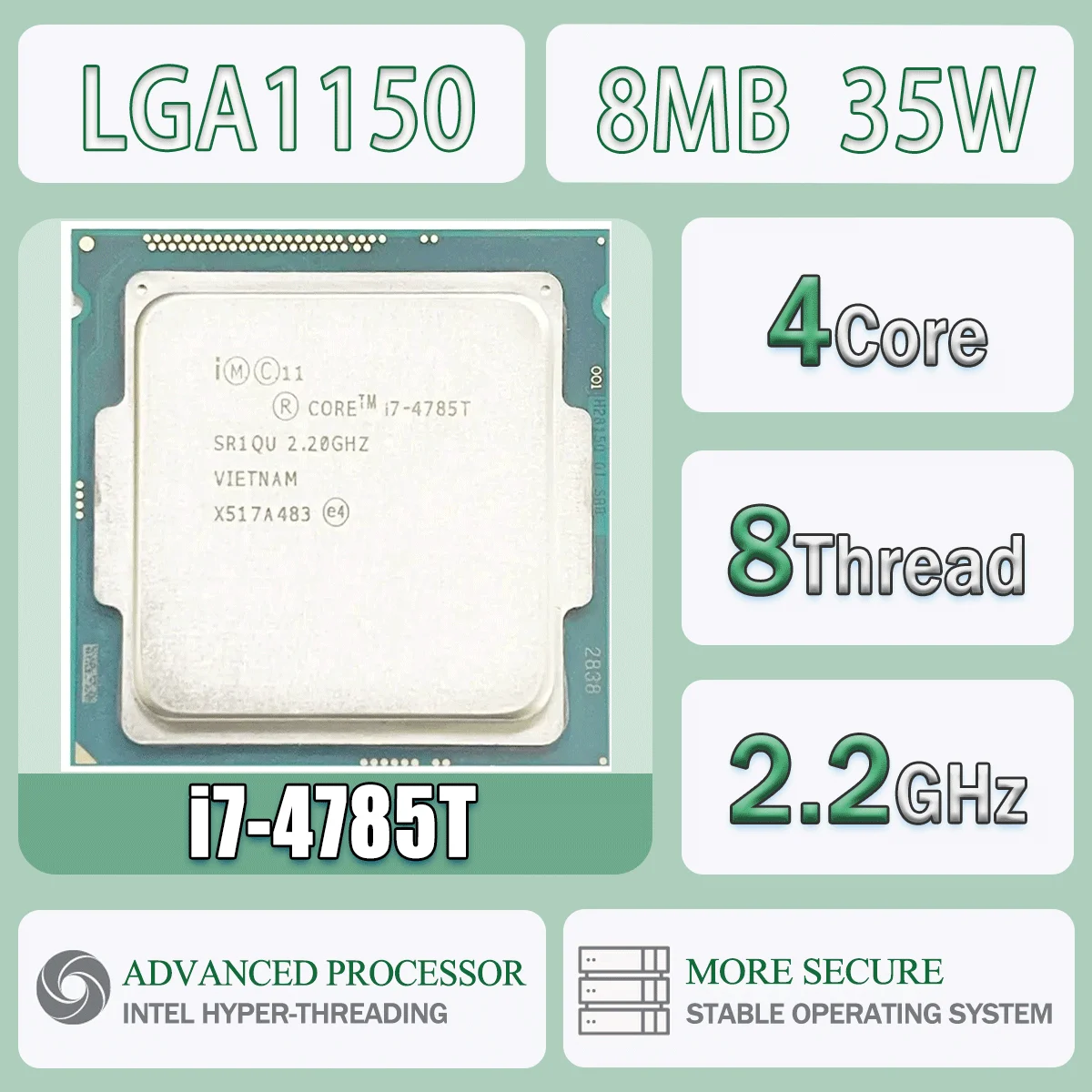Intel Core I7-4785T 2,2 GHz 4 Kerne 8 Threads 8M 35W I7 4785T Computer CPU Prozessor Server LGA1150 Image