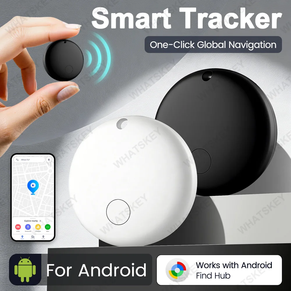 Android Anti-Verlust-Tracker für Google Find Hub: GPS-Smart-Tag zur Positionsbestimmung von Gepäck, Schlüsseln, Taschen und Spielzeug über große Entfernungen mit Sprachsteuerung Image