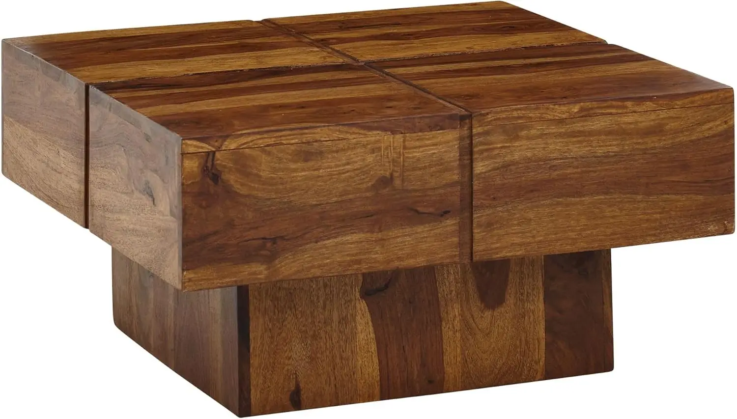 Couchtisch 57,5x57,5x30 cm Sheesham Massivholz Sofatisch Quadratisch, Design Wohnzimmertisch Kaffeetisch Massiv, Kleiner Tisch