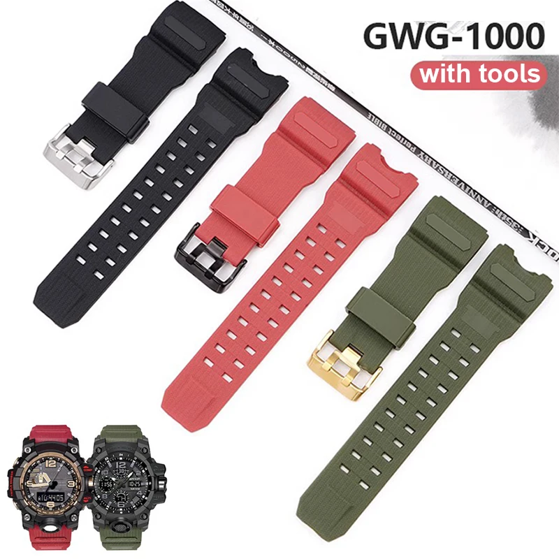 Harzarmband für Casio G-SHOCK GWG-1000GB Herren Sport Wasserdicht Ersatz TPU Silikon Schwarz Uhrenarmband Armband Zubehör Image