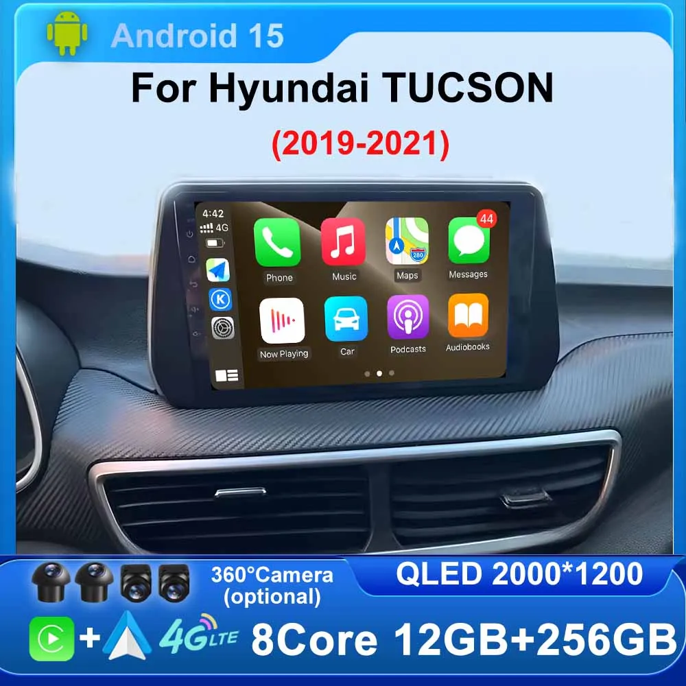 Für Hyundai TUCSON 2019 2020 2021 Android Auto Drahtlose Carplay Auto Radio Multimedia-Player GPS Navigation Stereo WIFI Kopf Einheit Image