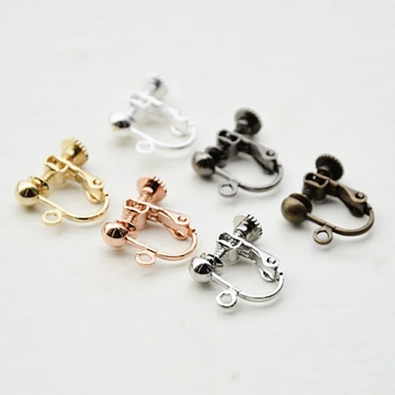 20 Stück 14x17mm Messing Rundkopfschrauben-Ohrclips DIY Handgemachte Clip-On-Ohrringe Teile Ohne Piercing Ohrclips Schmuckherstellung Zubehör Image
