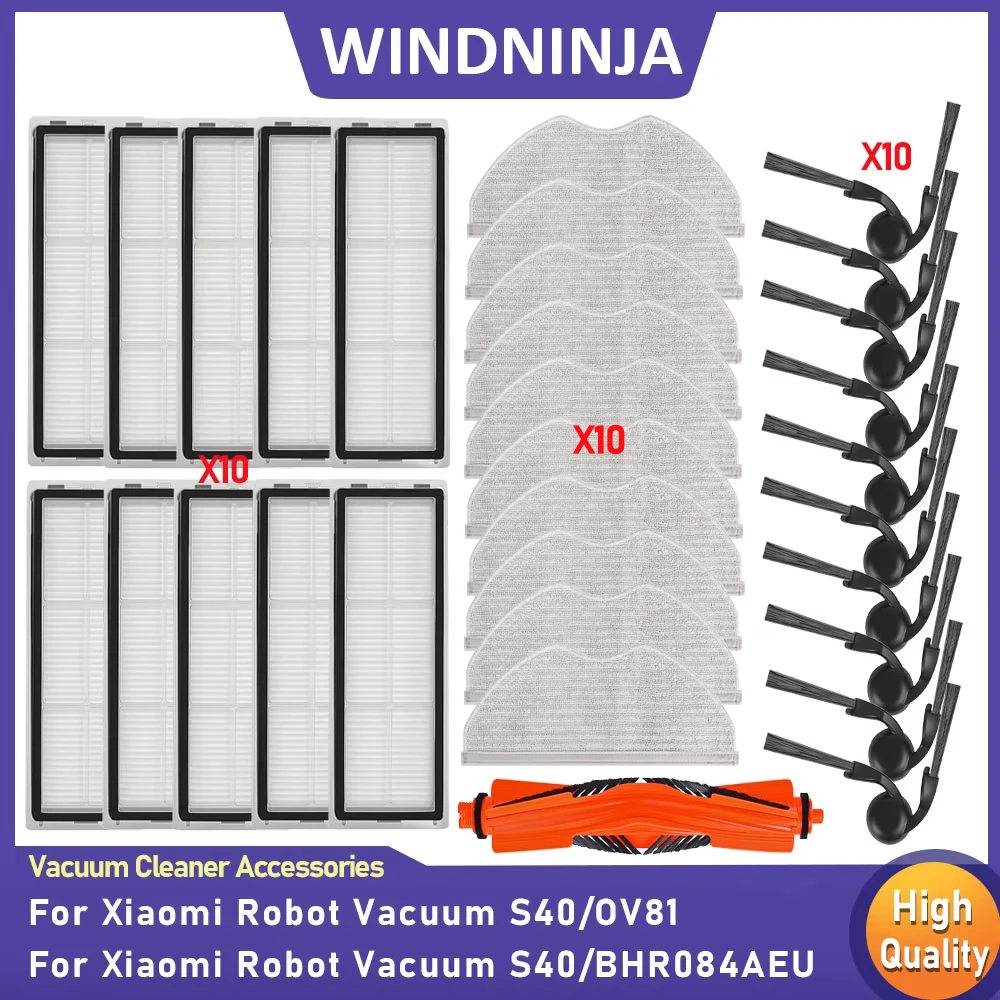 Passend für Xiaomi S40 OV81/BHR084AEU Roboterstaubsauger Zubehör Hauptbürste Seitenbürste Hepa-Filter Wischtücher Ersatzteile Image